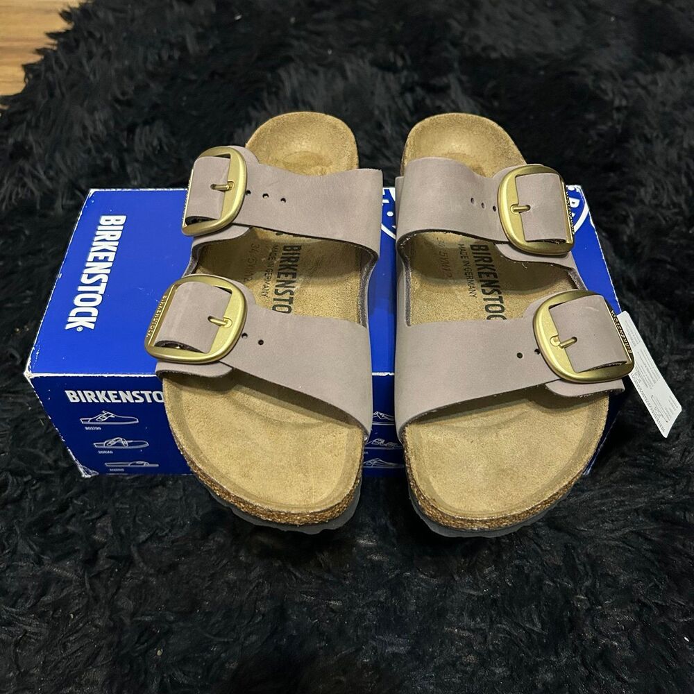 BIRKENSTOCK Arizona big buckle purple leather gold buckle sandals shoes eur 38 - Picture 7 of 8